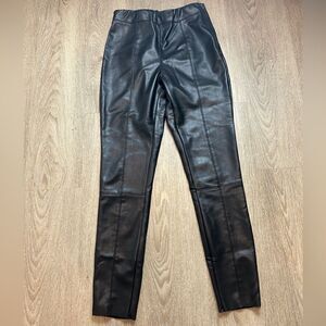 TOPSHOP | Black Faux Leather Side Zip Elastic Waist Pants Size 8